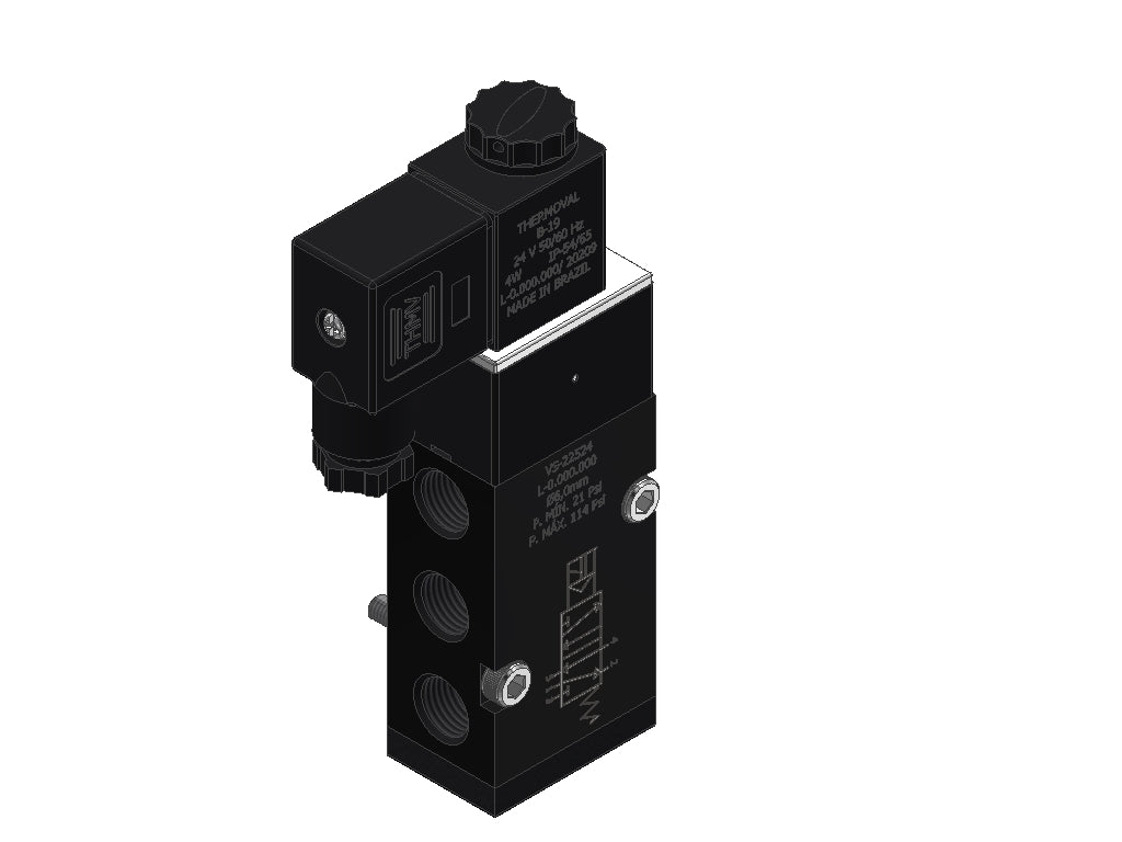 Pneumatic Valve, 5/2-Way Simple Solenoid 1/4" BSP, 24 VDC