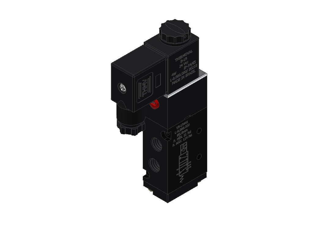 Pneumatic Valve 5/2 way, Simple Solenoid, 1/8" BSP, 24 VDC