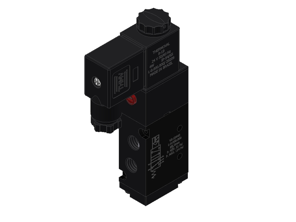 Pneumatic Valve 5/2 way, Simple Solenoid, 1/8" BSP, 24VAC