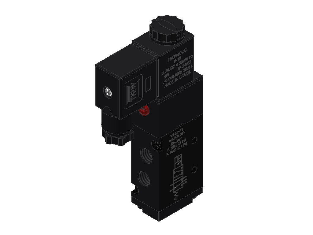 Pneumatic Valve 5/2 way, Simple Solenoid, 1/8" BSP, 110/127V