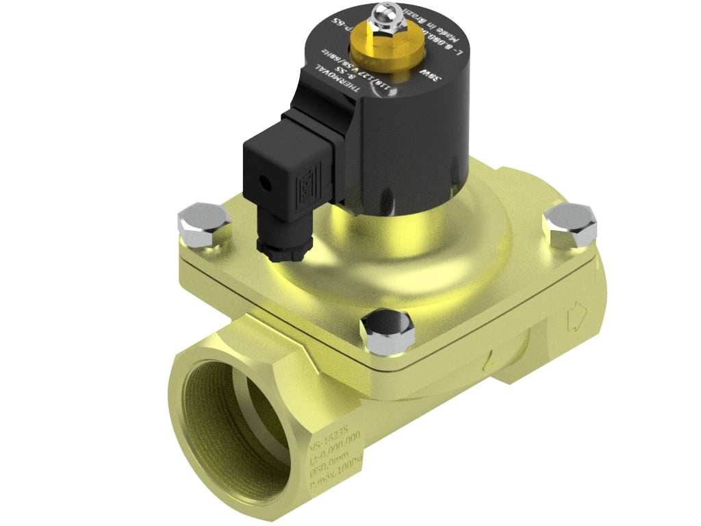 General Use Solenoid Valve, 2way, Normally Closed, 2" NPT, Brass, 127V