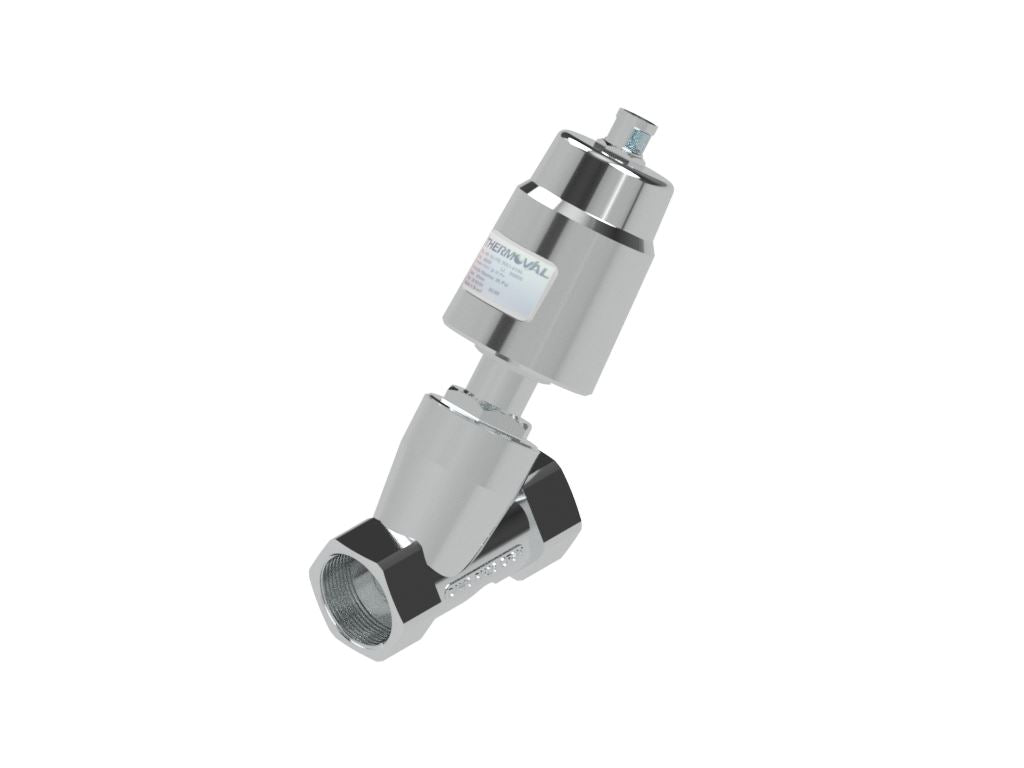 Válvula de ángulo, 2 vías, normalmente cerrada, 1 1/2"NPT, acero inoxidable