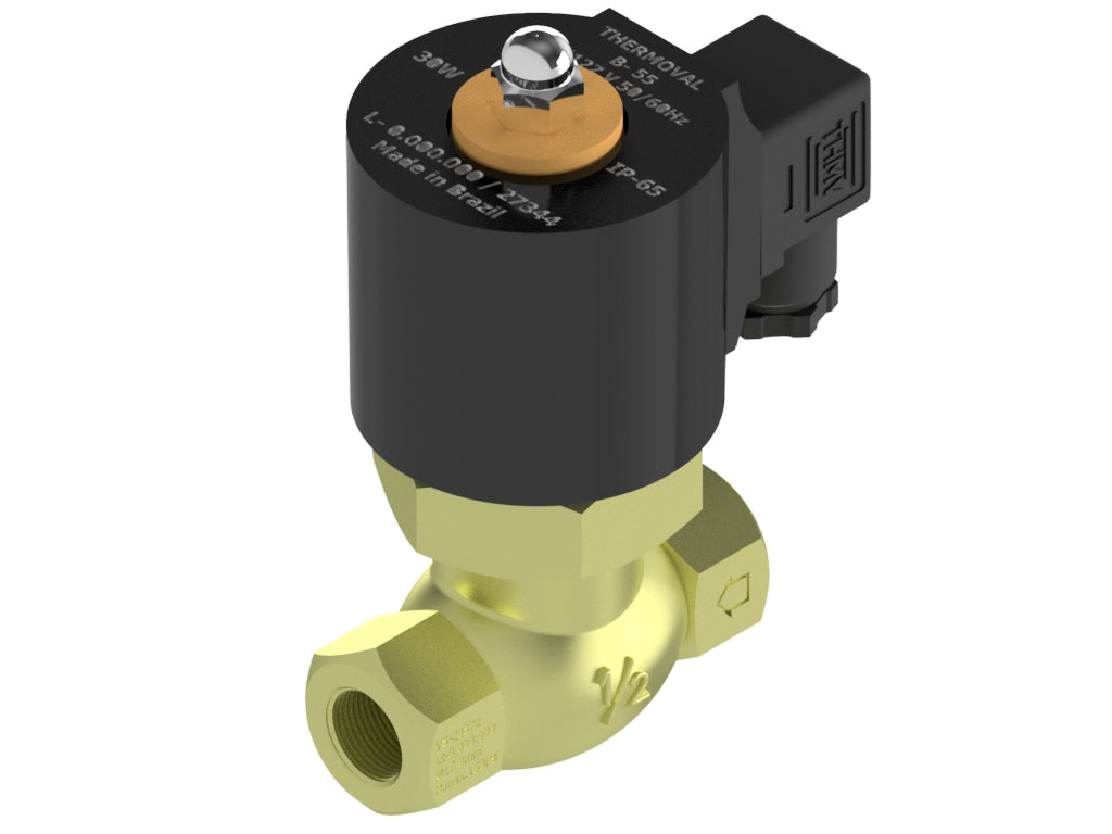 Steam Solenoid Valve 2way, Normally Closed, 1/2" NPT, Brass, 127V
