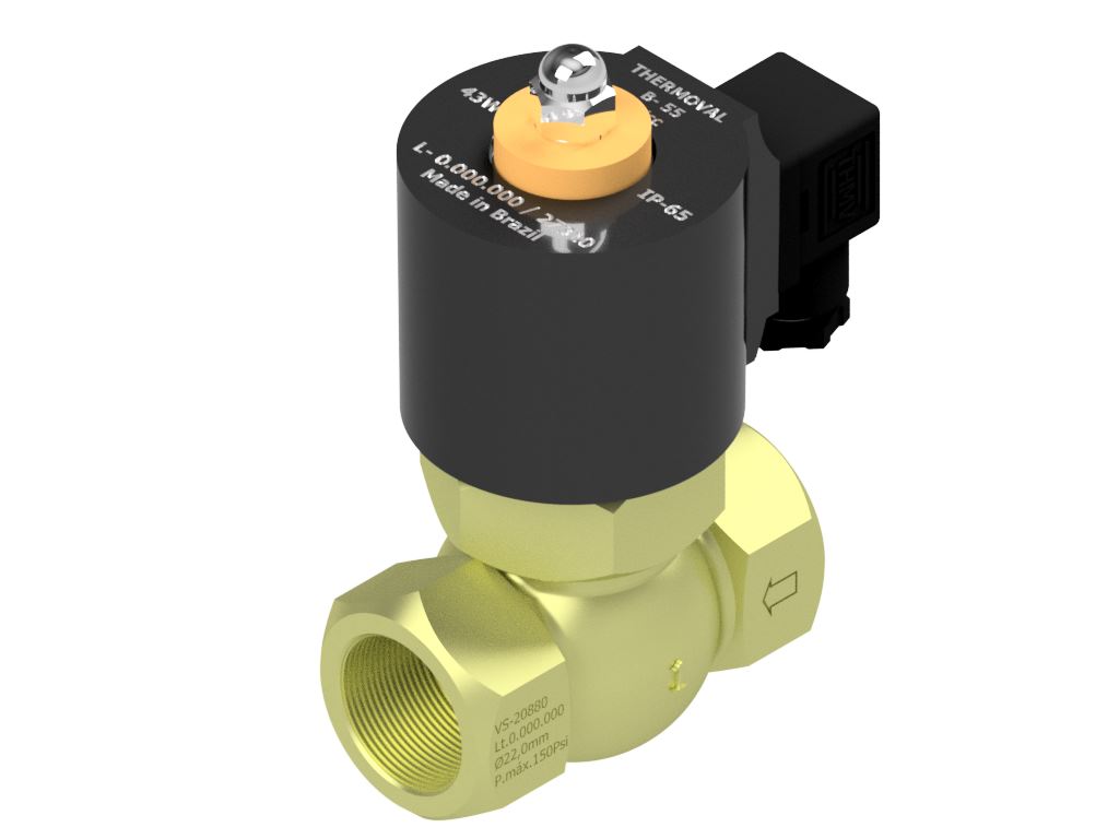 Steam Solenoid Valve, 2way, Normally Closed, 1" NPT, Brass, 24VDC