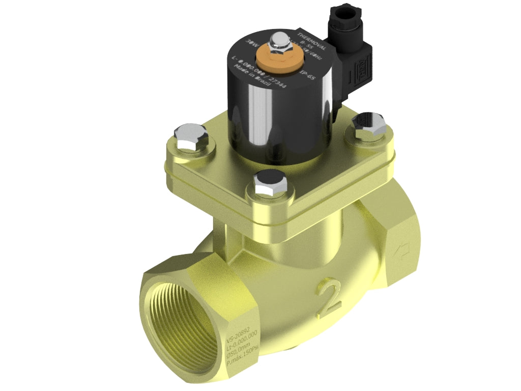 Steam Solenoid Valve, 2way, Normally Closed, 2" NPT, Brass, 127V