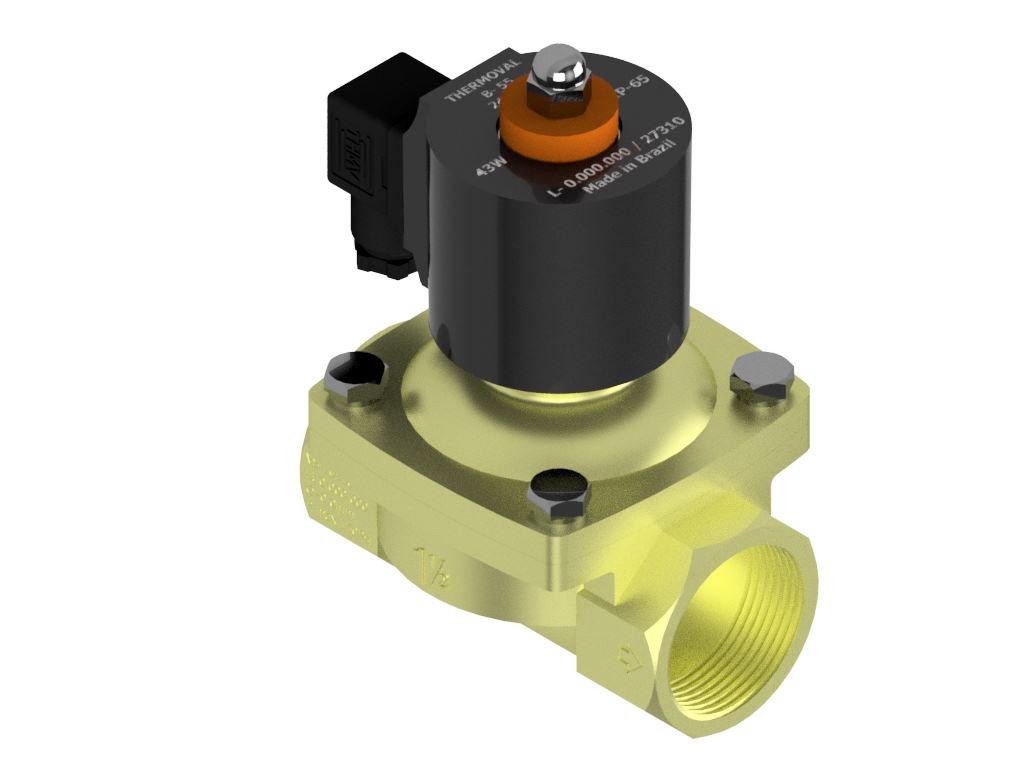 General Use Solenoid Valve, 2way, Normally Closed, 1 1/2" NPT, Brass, 24VDC