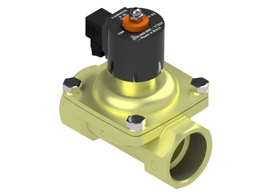 General Use Solenoid Valve, 2way, Normally Closed, 2" NPT, Brass, 24VDC