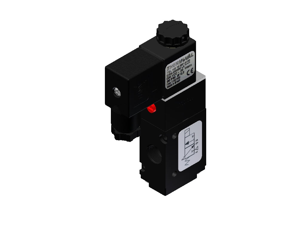 Pneumatic Valve, 3/2-Way Simple Solenoid N.C., 1/4" NPT