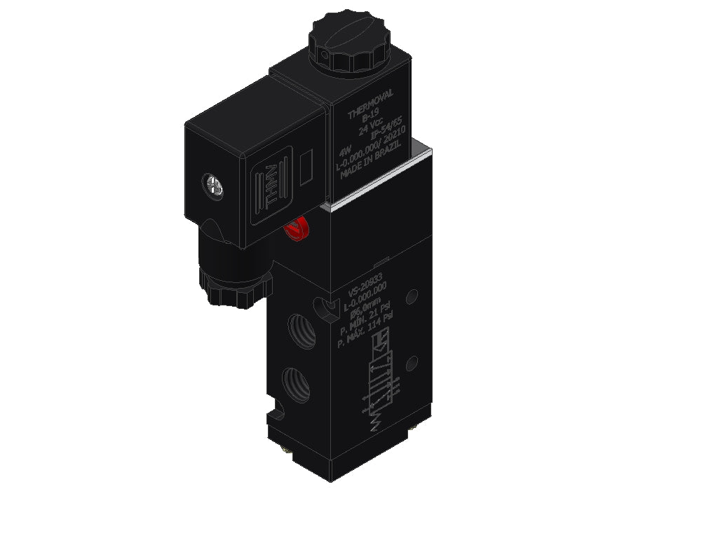 Pneumatic Valve 5/2 way, Simple Solenoid, 1/8" NPT, 24 VDC