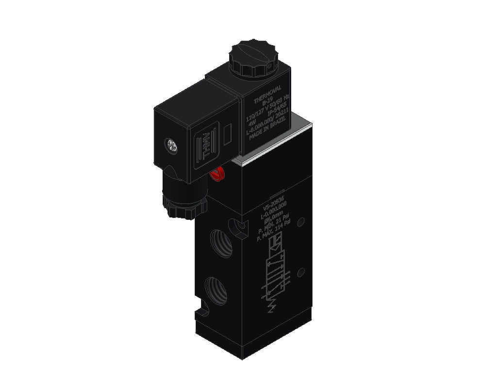 Pneumatic Solenoid Valve, 5/2way, 1/4" NPT, Aluminum, 127V