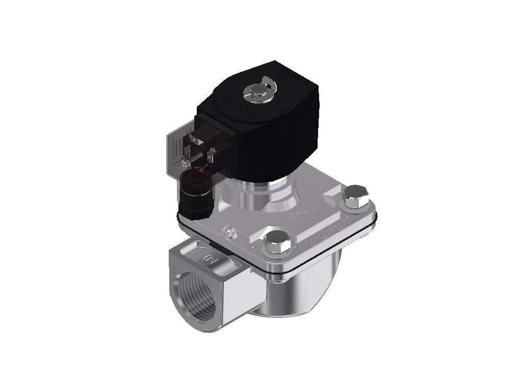 Válvula Solenoide de Colector de Polvo, 2 vías, Normalmente Cerrada, 1" NPT, Aluminio, 24 VCC