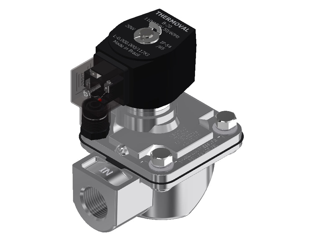 Dust Collector Solenoid Valve 2-way, Normally Closed, Pilot Operated, 3/4 NPT, 110/127V