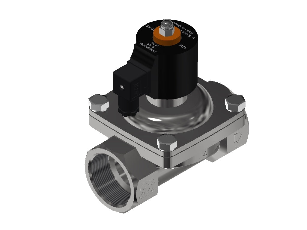 General Purpose Solenoid Valve, 2way, Normally Closed, 2" NPT, Stainless Steel, 24VDC
